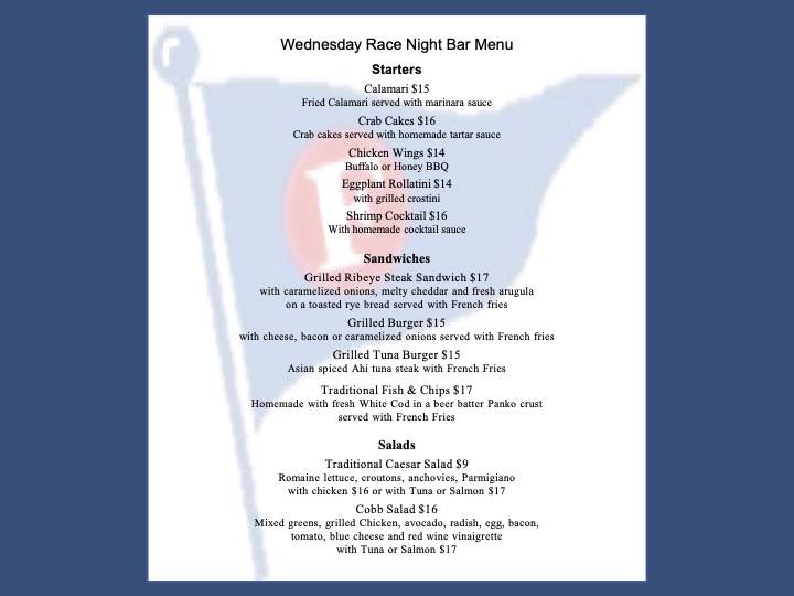 fayerweather yacht club menu